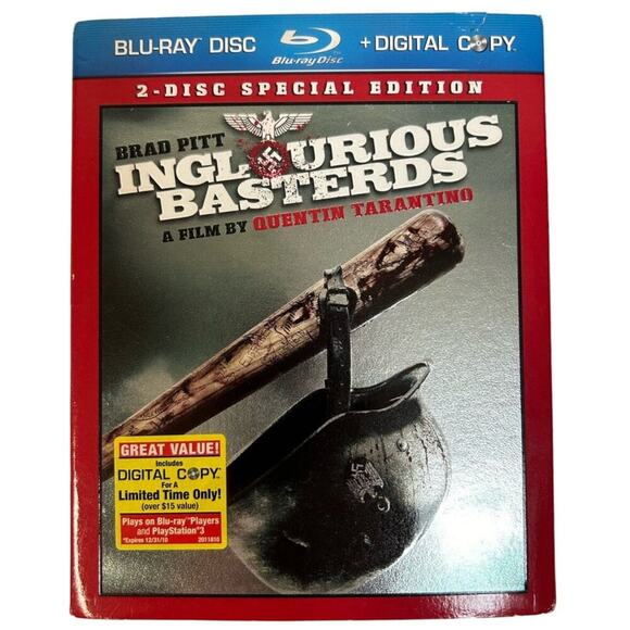 Inglorious Basterds (Blu-ray, DVD, 2009) Brad Pitt, Eli Roth, Christopher Waltz - Picture 1 of 5